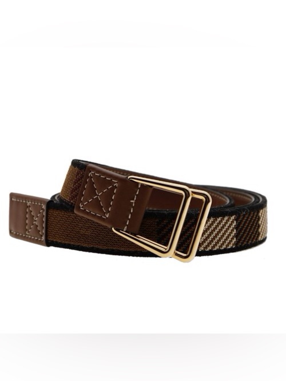 Burberry Miles Check Leather and Knitted Reversible Adjustable Belt